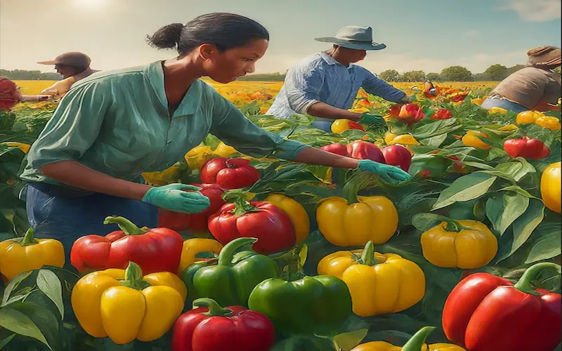 Bell peppers harvesting time