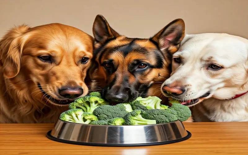 Dogs eat broccoli