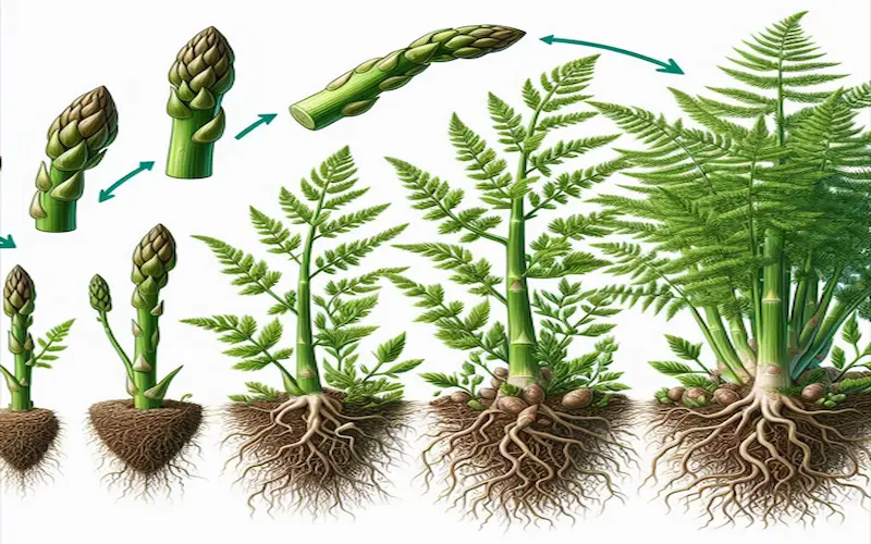 Growing stages of asparagus