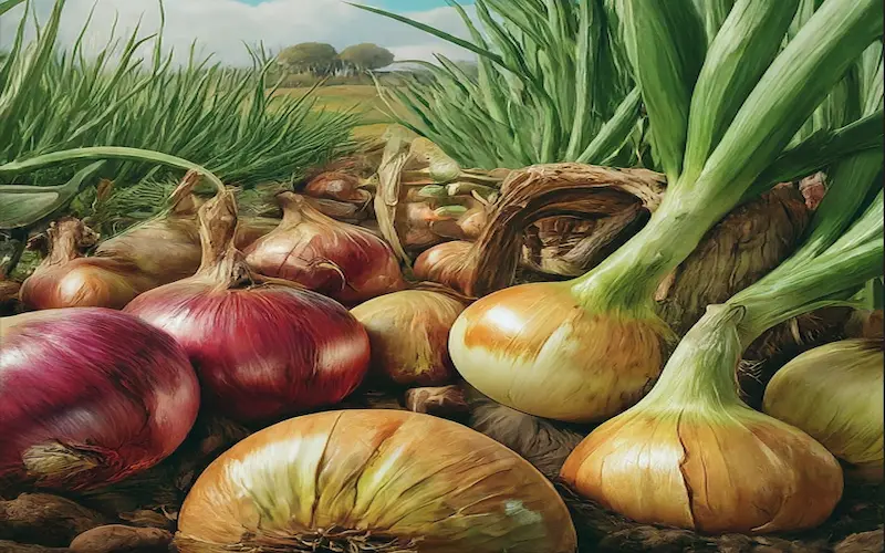 Harvesting stage of onion growth