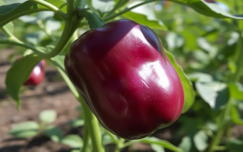 Purple bell pepper plant