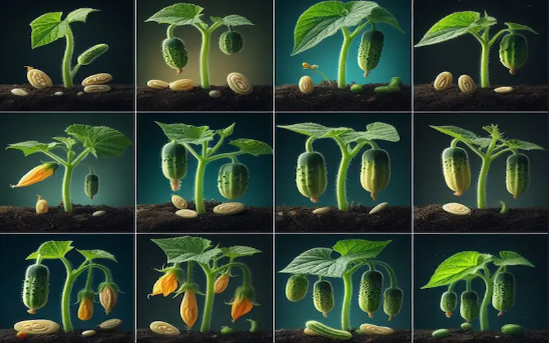 Stages of a cucumber plant