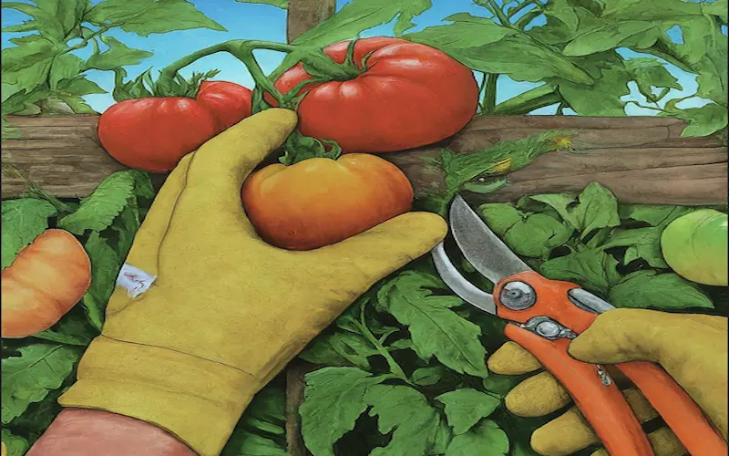 Heirloom tomatoes harvesting