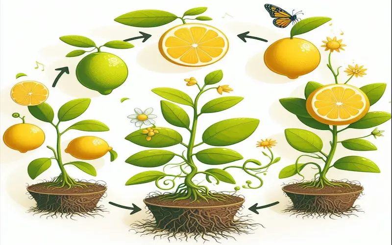 Lemon tree fruit cycle