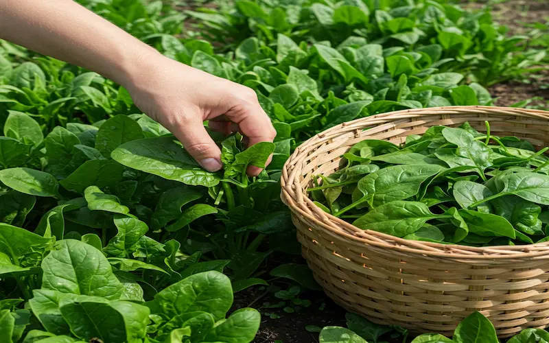 Spinach harvesting